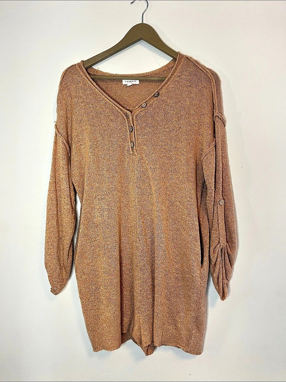Knit Tunic Sweater in Brown